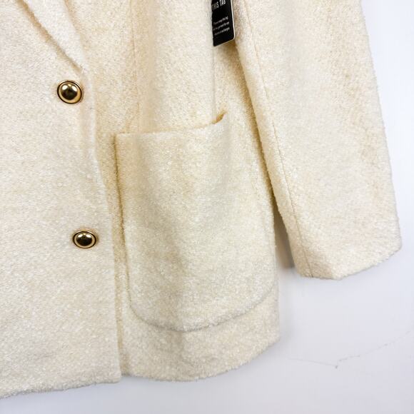 NWT Express Womens XL Textured Novelty Double Breasted Blazer Jacket Cream $188 - Picture 2 of 10